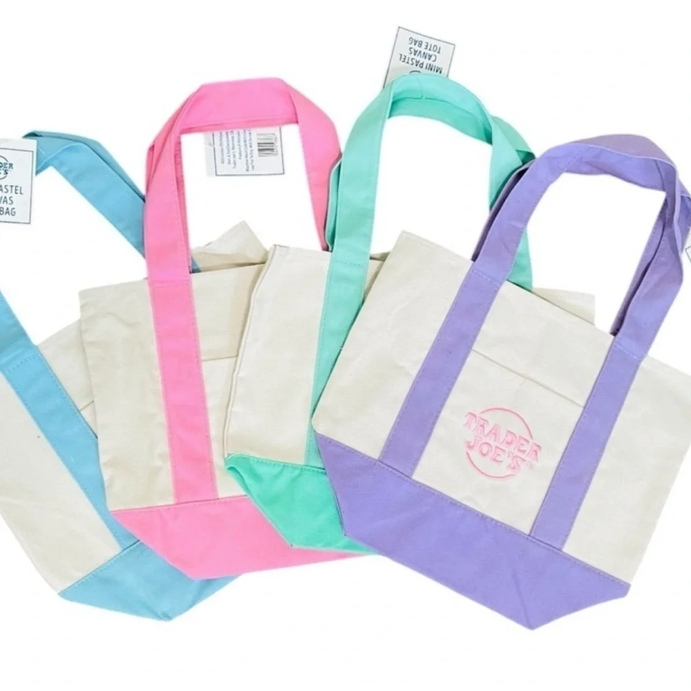 COPY - Canvas Tote Bag Set - Pink, Blue, Purple, Mint Green - Picture 1 of 5